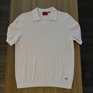 HUGO Ivory Knit Polo Shirt